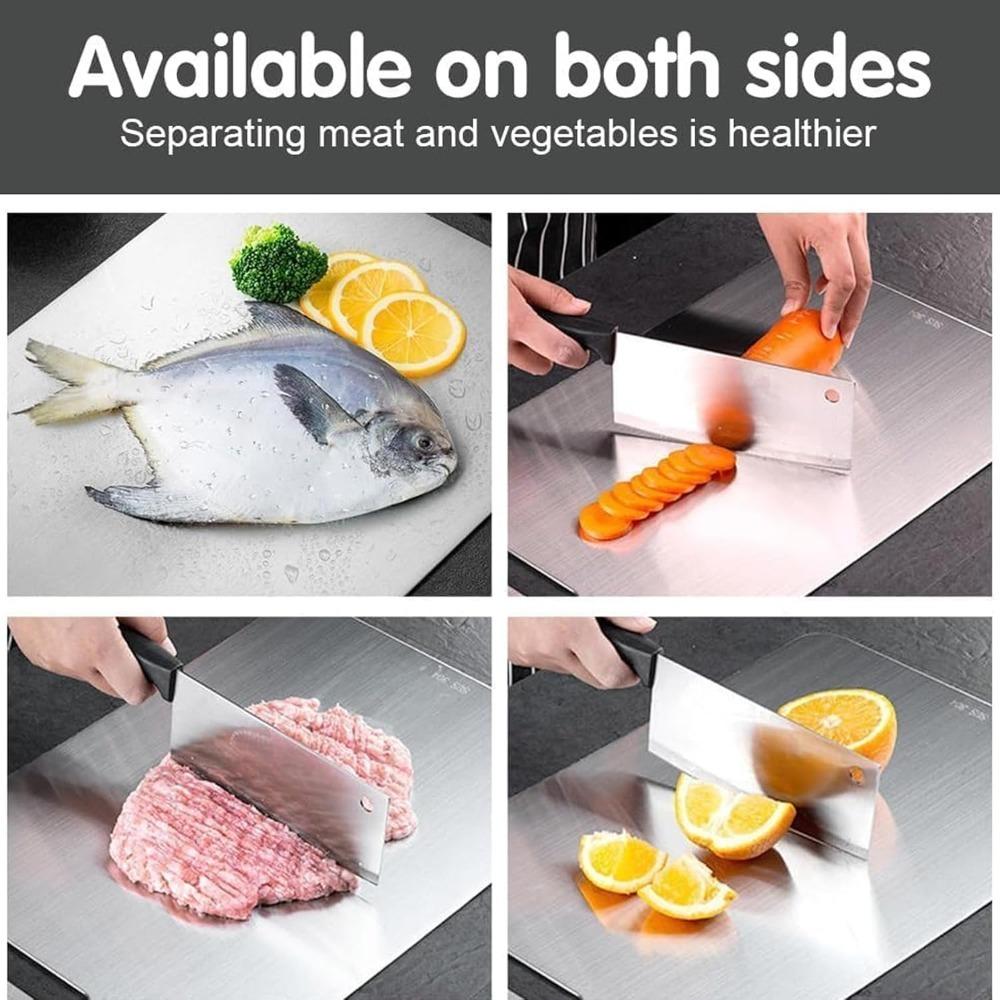 304 Нержавеющая сталь Разделочная доска Кухонная Разделочная доска Пищевого класса Двусторонняя Разделочная подкладка Подходит для мяса, фруктов и овощей