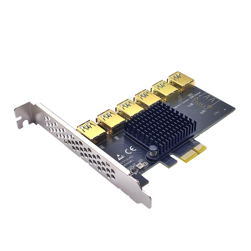 Карта расширения PCI-E райзер 1 к 6 слотам PCI-E 16X с картой-адаптером USB3.0 PCI-E для настольного компьютера
