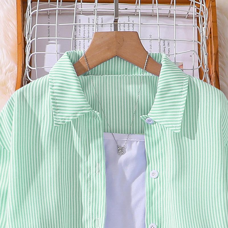 Костюм для отдыха для девочек 2025 Весна Детская мода Рубашка с длинными рукавами Широкие брюки Два комплекта