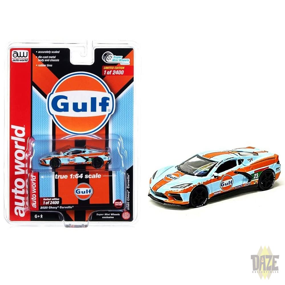 Auto World Масштаб 1:64 «Super Mini Wheel Эксклюзив - 2020 Chevrolet Corvette - Gulf»