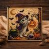 DIY Decorative Wall Hanging Halloween Cat Faux Pearl Painting Art Kit, Spooky 3D Beads Crafting Kits for Beginners Crafts, Cute Witch Gem Adults,