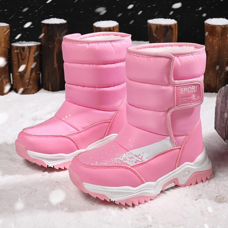 Winter Outdoor Children Boots Princess Elegant Girls Shoes Anti Slip and Waterproof Girl Snow Boots Kids Warm Plush Boots