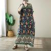 Short Sleeve Plus Size Cotton Satin Vintage Floral New In Dresses for Women Casual Loose Long Summer Dress