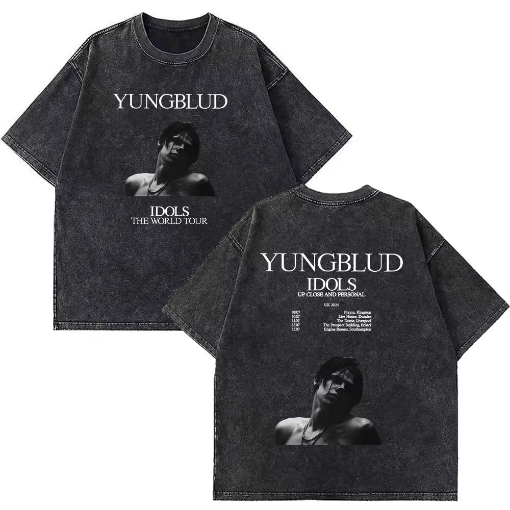 Yungblud IDOLS Мировой Тур Мерч Ретро Стирка Футболка Мужская Женская Хип-Хоп Рок Короткий Рукав Футболки Оверсайз Футболки