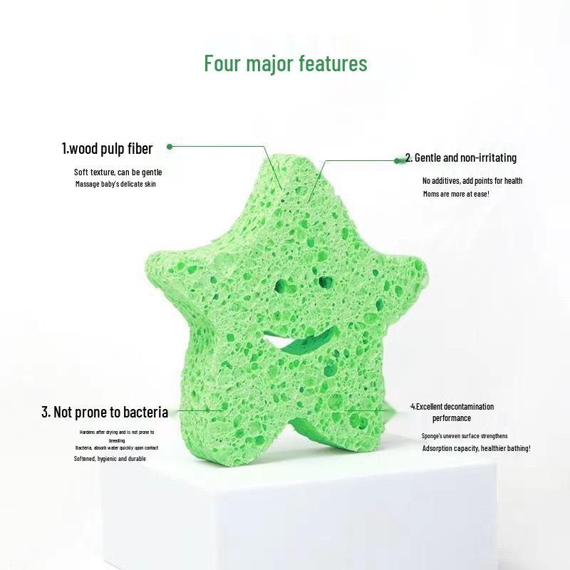 Очаровательная мультяшная детская губка для ванны из прессованной древесной целлюлозы - Влаговпитывающая и мягкая мочалка