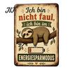 Retro Decor for Home Ich Bin Nicht Da Humor Quote Vintage Metal Sign, Funny Energiesparmodus Animal Wall Unique Gift Hanging Style Humorous Decorative