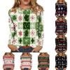 Women's Fashionable Casual Long Sleeved Christmas Printed Round Neck Top Long Sleeved Top
