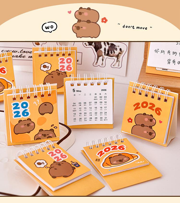 2026 Capybara Mini Calendario Tavolo Cute Office Standing Flip Calendar June 2025 - December 2026 Decorativo Studente
