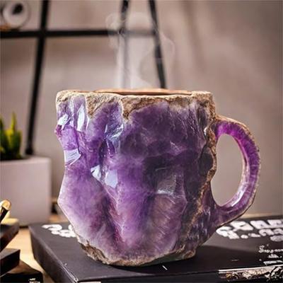 Горячие Чашки для Кофе из Натуральной Смолы, Минерального Кристалла, Разноцветные Чашки из Кристалла Агата Большой Вместимости, Предметы Домашнего Обихода