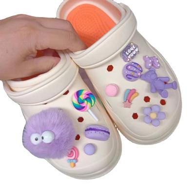 Подвески для обуви «сделай сам» с фиолетовым сердцем, плюшевые съемные украшения с пряжкой, очаровательные аксессуары для обуви, детский праздничный подарок для девочек