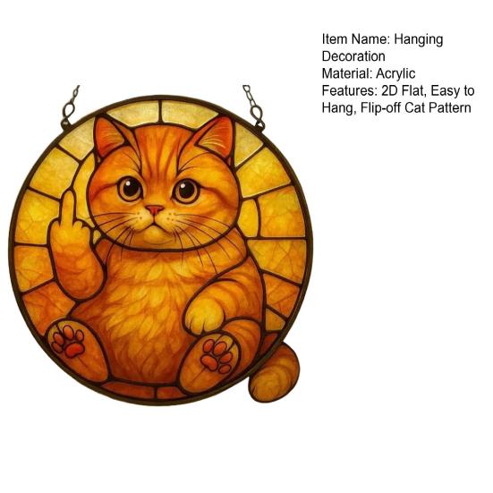 Cat Sun Catcher 2D Acrylic Cat Hanging Decoration Flip-off Cat Window Decoration for Bedroom Living Room Balcony Wall Art