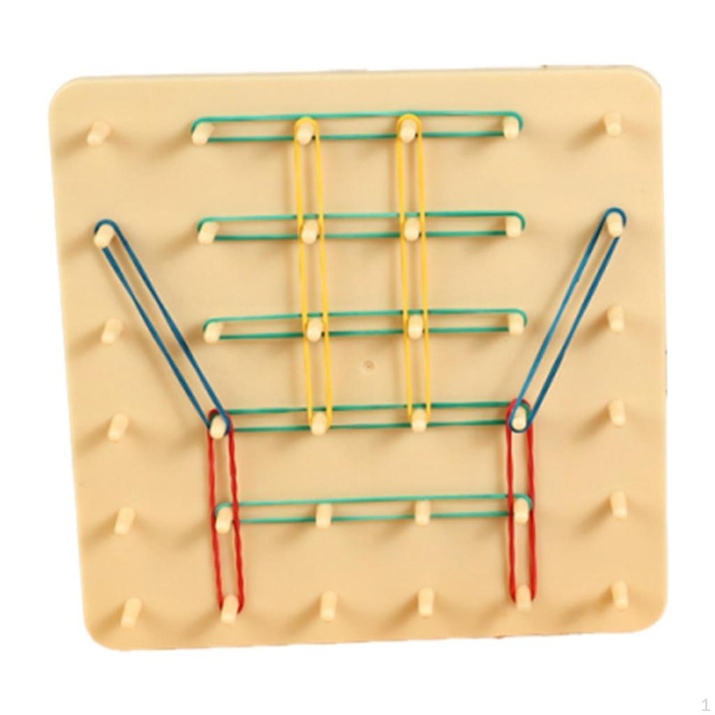 2 In 1 Wooden Geoboard and TAC Toe Game Board Educational Toy Fun Family Games for Table