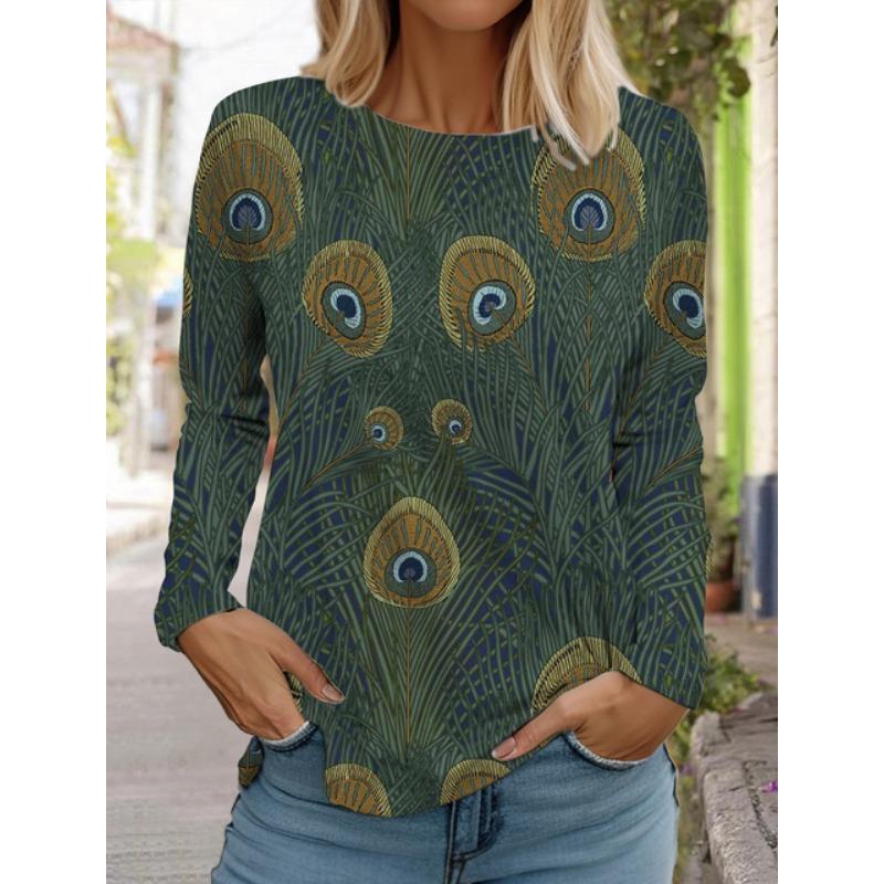 Женские белые топы с длинными рукавами, повседневные топы с круглым вырезом, 3D-принт с цветами, модный трендовый принт, женская футболка с длинными рукавами