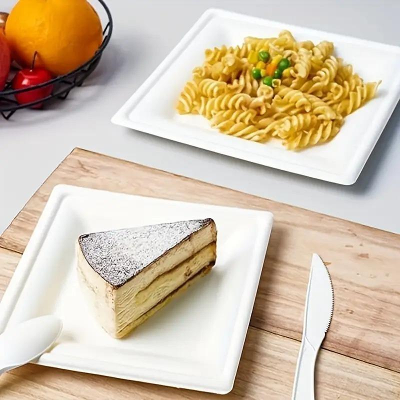 Одноразовые квадратные тарелки Бытовая кухня Ресторан Фруктовый салат Десерт Закуска День рождения Вечеринка Рождество Пикники Столовая посуда