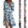 Long Sleeve Dress For Women Casual Loose Fit Print Dress With Pockets