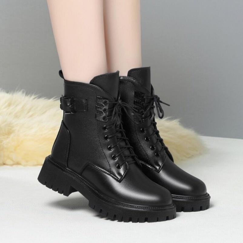 Модные женские ботинки Marton, зимние новые шерстяные теплые женские мотоциклетные ботинки, противоскользящие, большого размера 41, 42, 43, женские зимние ботинки