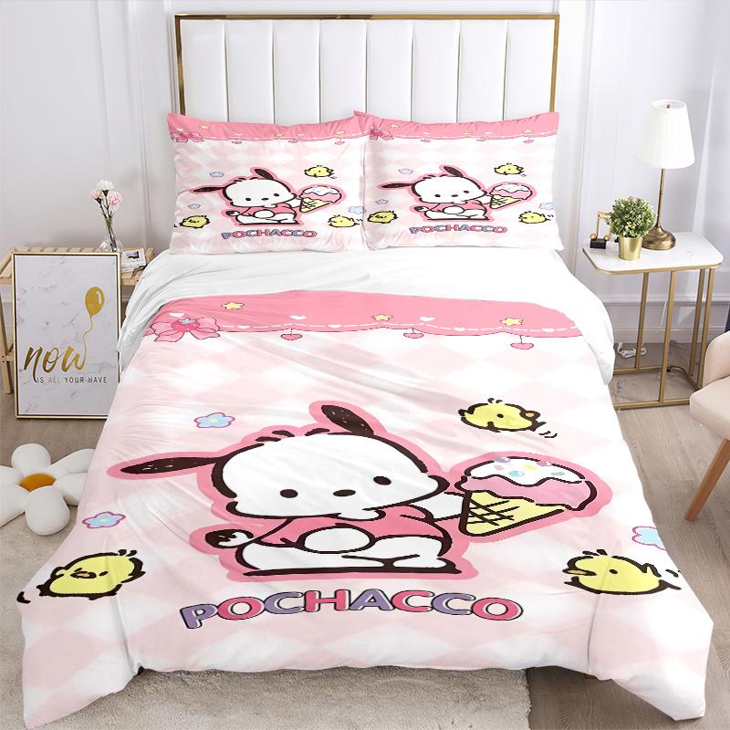 3 шт. Набор постельного белья Sanrio «Сладкое приключение Почакко» Включает 1 пододеяльник и 2 наволочки, Удобное постельное белье со стильным дизайном для спальни S076
