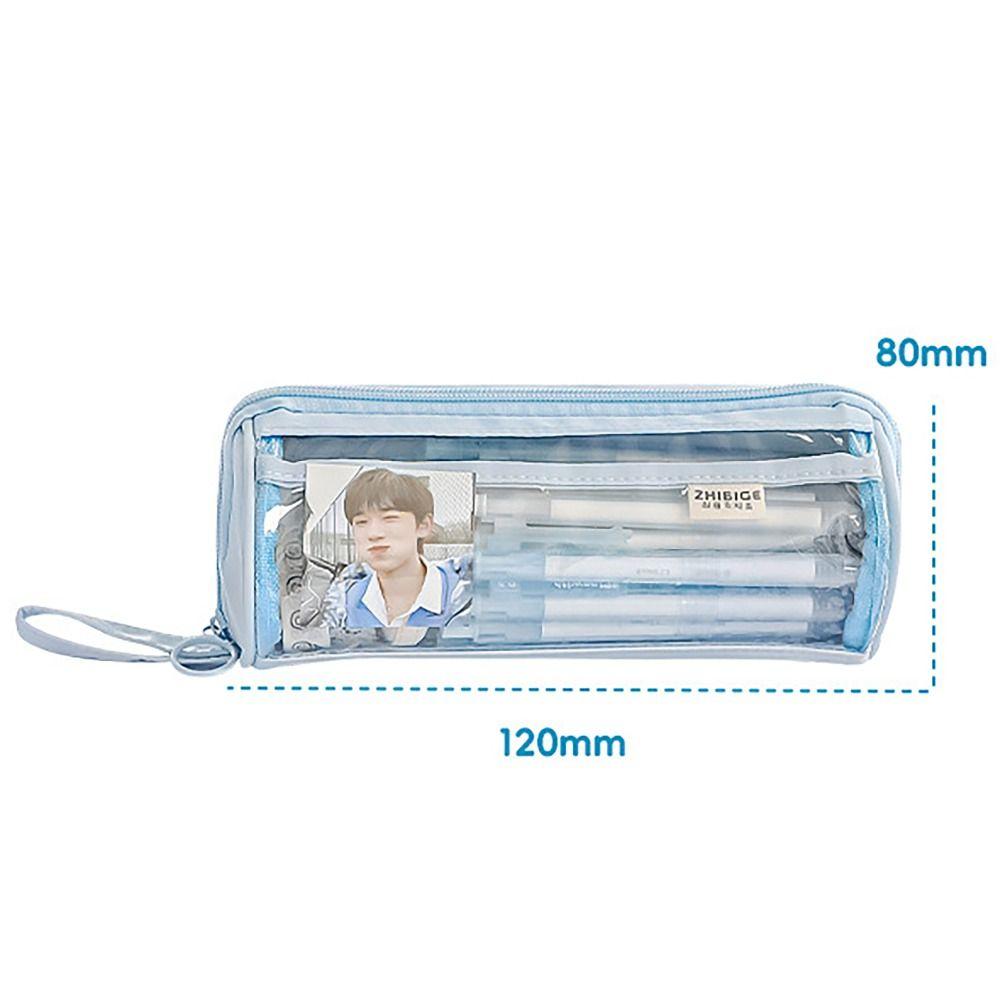8 LAYERS Pen Bag Transparent Window Stationery Organizer Portable Pencil Case Student Gift