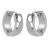 [R4838] - Silver 'Peaceful' Steel Hoop Earrings - 12 Mm 4 Mm