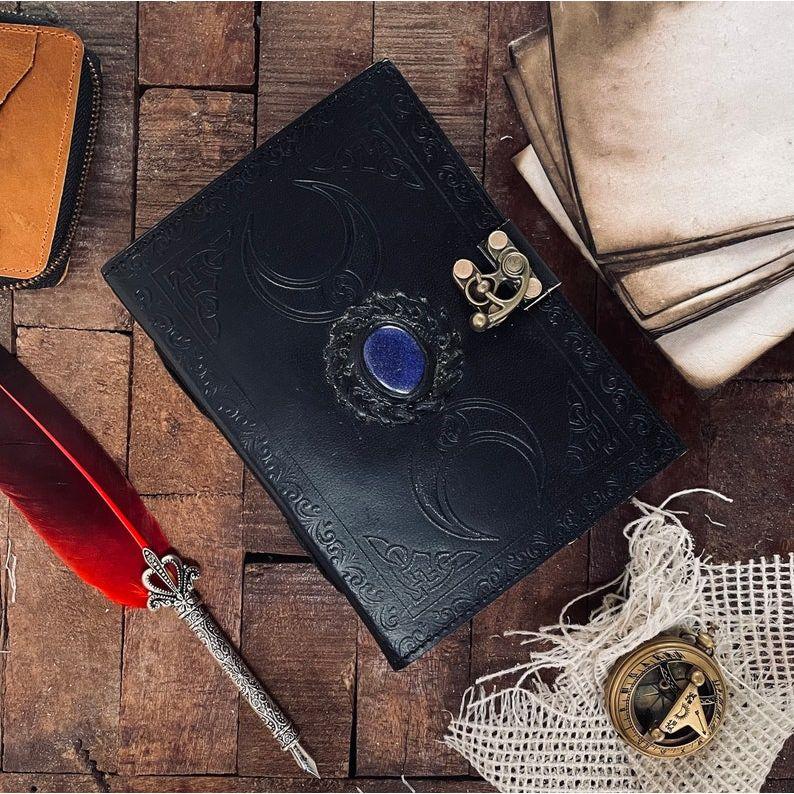 Кожаный журнал «Тройная Луна»: Лапис Камень Книга Теней