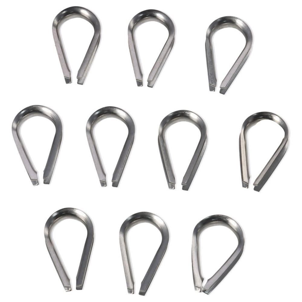 10pcs 1.5-12mm Wire Rope Thimbles 304 Stainless Steel Thimbles Ring Clamp Rope Connecting Head