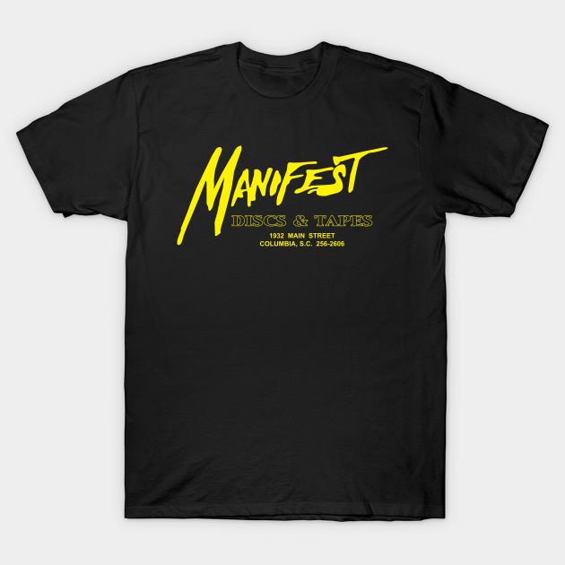 Азиатский размер Мужская черная футболка с принтом Manifest Discs & Amp; Ленты Без Вырезания Термотрансферная Печать Хлопковая Футболка