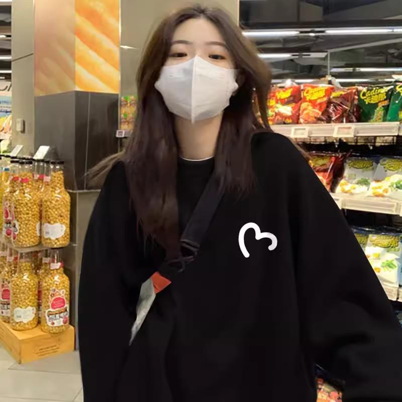 Женский пуловер темно-зеленого цвета с круглым вырезом - Осень 2024, корейский стиль, длинный рукав, повседневный дизайн.