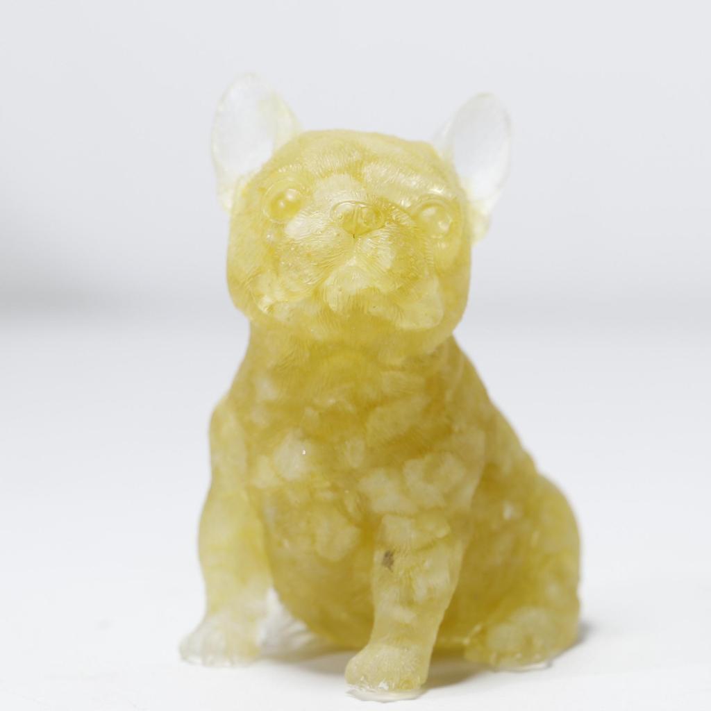 Charming Wangcai French Bulldog Figurine: Crystal Chip Stone Resin Craft