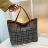 New Shoulder Bag Retro Commuter Texture Tote Bag Woolen Plaid Large Capacity Bag Women's Bag