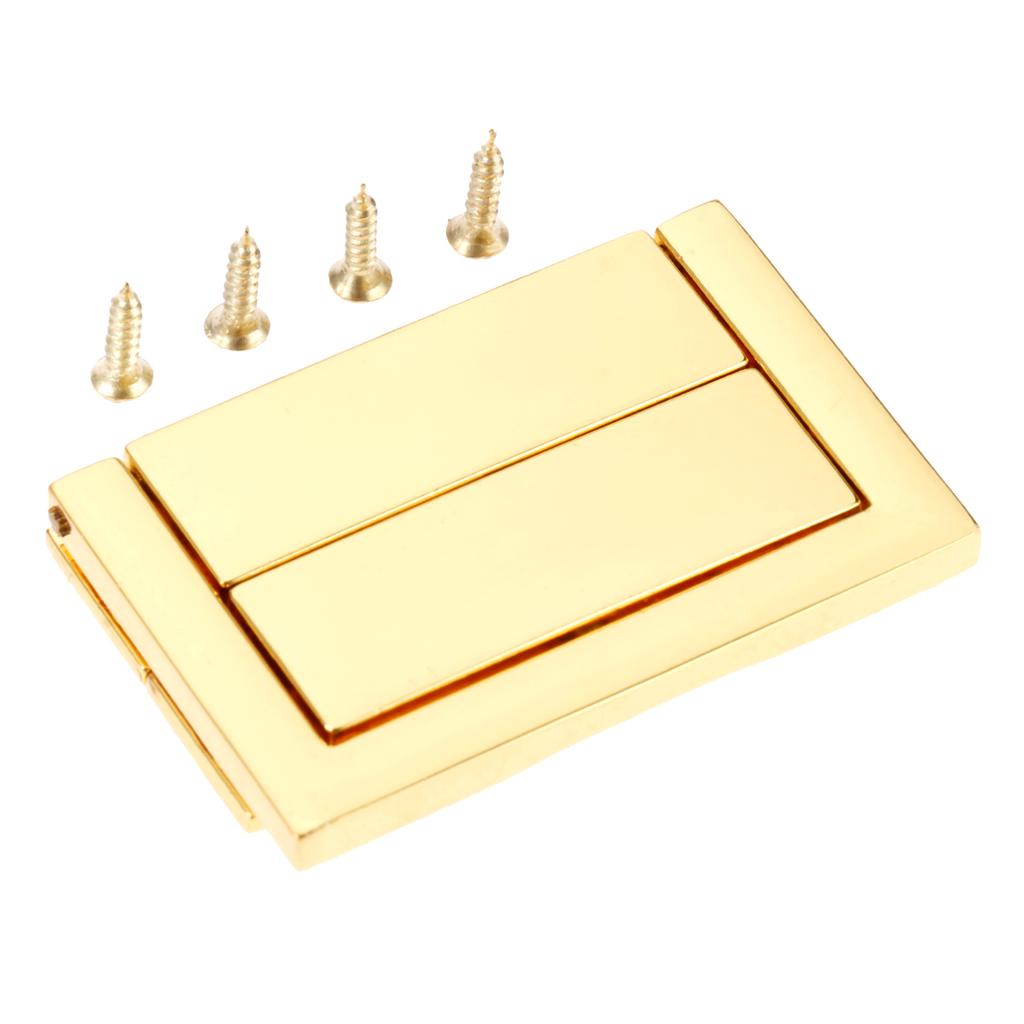 DRELD 2 Pcs Gold/silver Box Hasp Lock Toggle Latch Latches for Jewelry Box Suitcase Buckle Clip Clasp Furniture Hardware +Screws