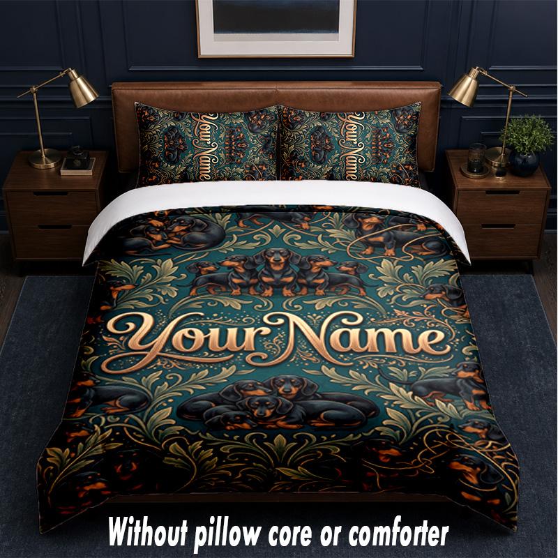 Decorative Artwork Theme Custom Text Or Name 3Pcs Bedding Set,1 Flat Sheet & 2 Pillowcases Personalized Home Bedding