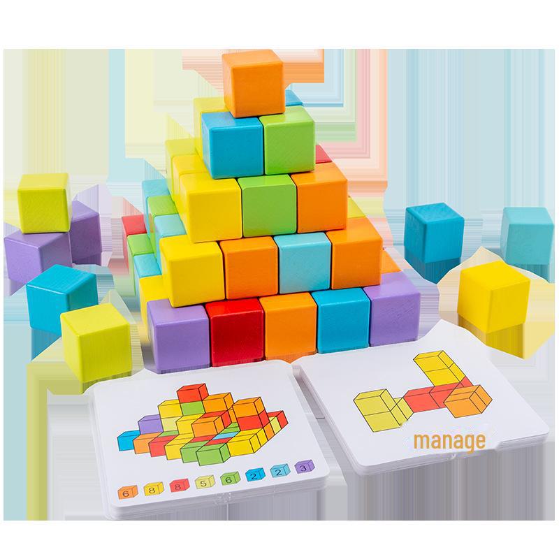3D Children's Cube Building Blocks Puzzle for Spatial Thinking and Math Skills Training