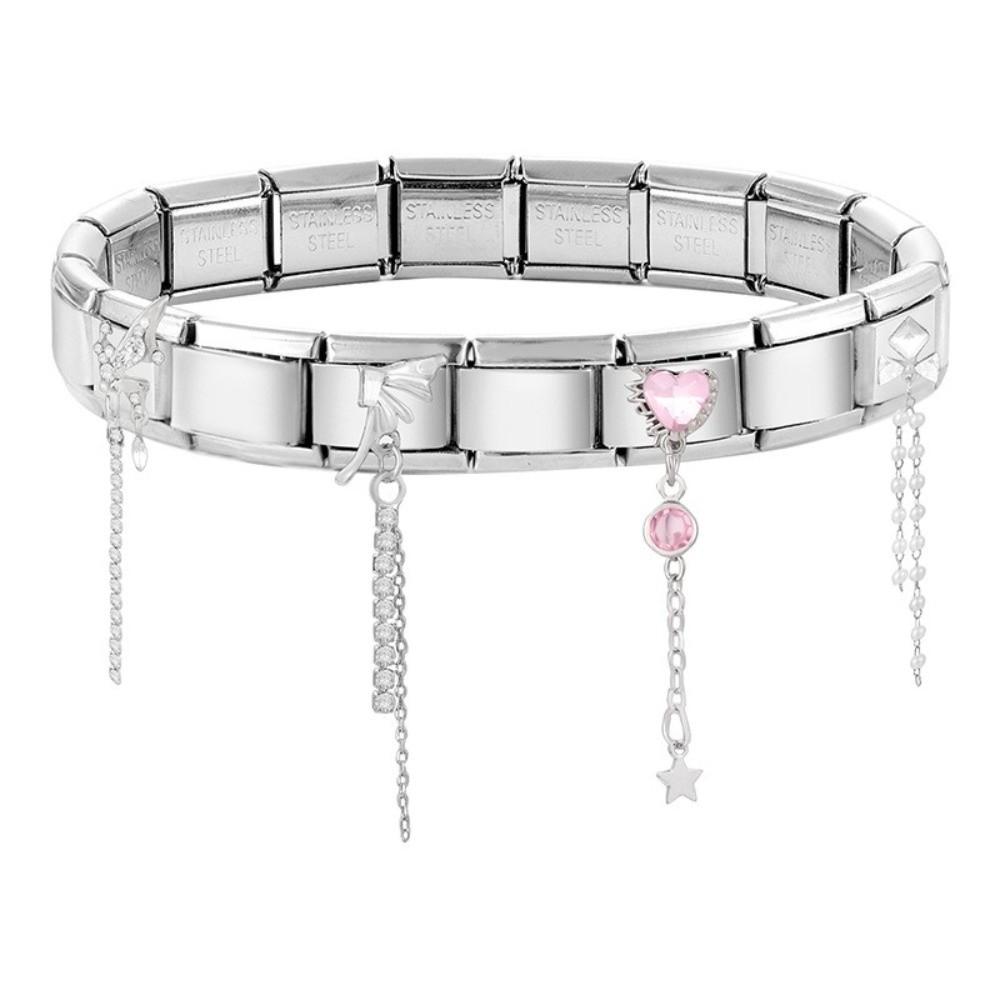 Long Tassel Zircon Bracelet Links Butterfly Bow Knot Stainless Steel Bracelet Links Party