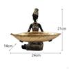 Resin Ornament African Woman Statue with Storage Box Gift Sundries Container Key Holder for Hallway