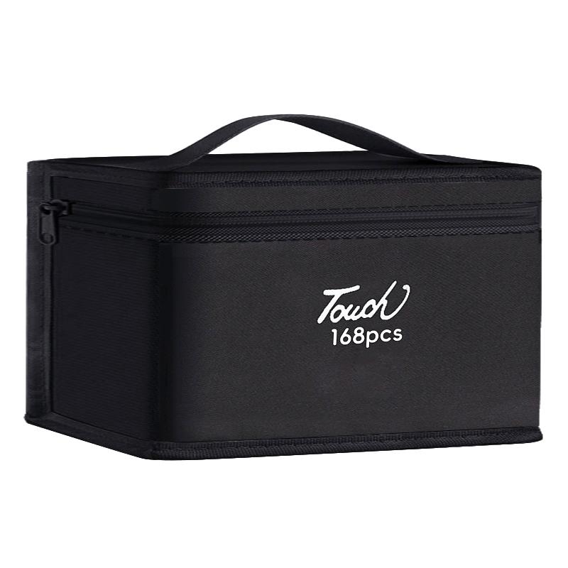12-168Pcs Markers Pen Black Storage Bag Massive Large Capacity Zipper Folding Art Markers Zipper Canvas Pencil Bag