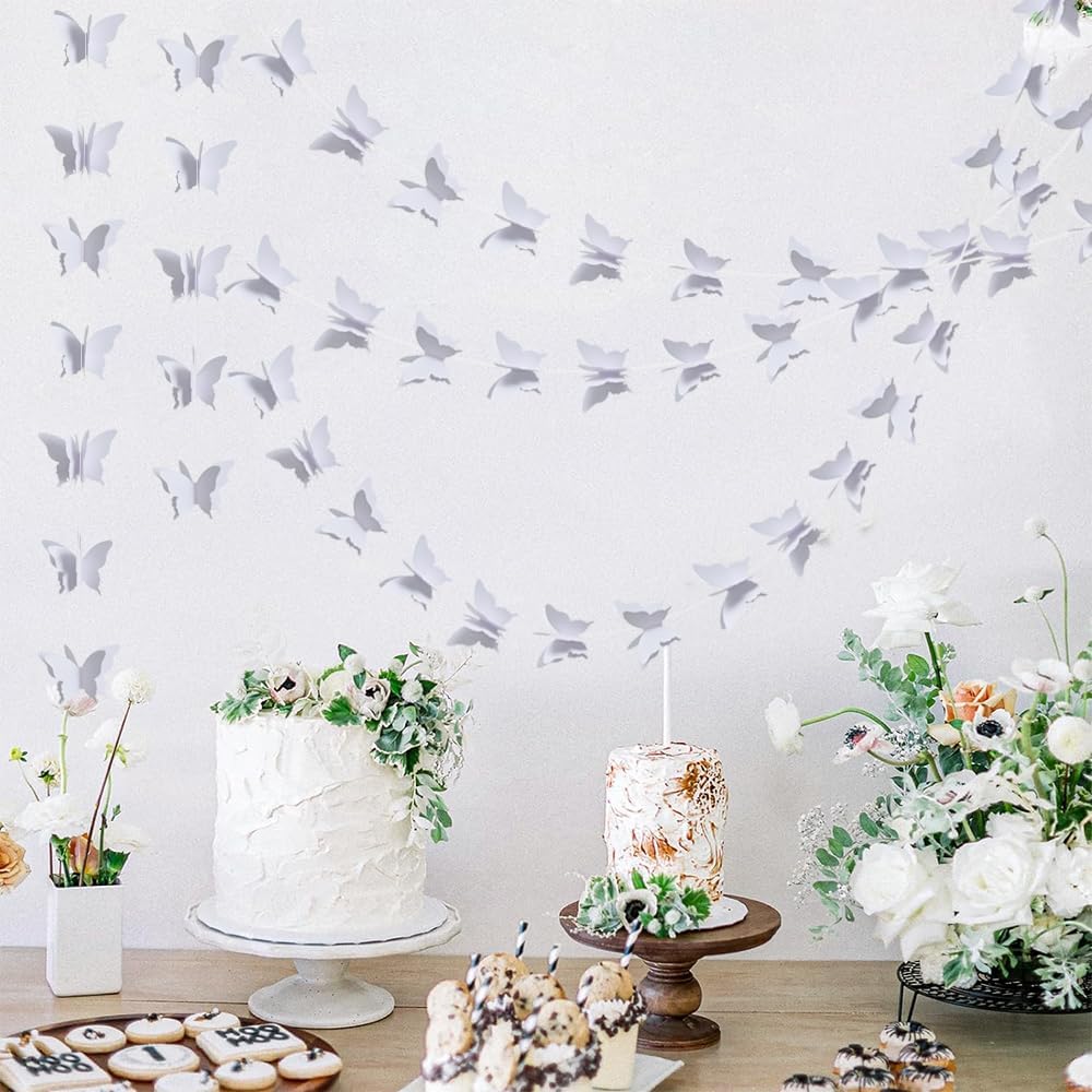 BEISHIDA 5Pcs Purple Lavender Butterfly Paper Garland Hanging Decorative Banner for Halloween Home Ceiling Decor Birthday Party Baby Shower Wedding