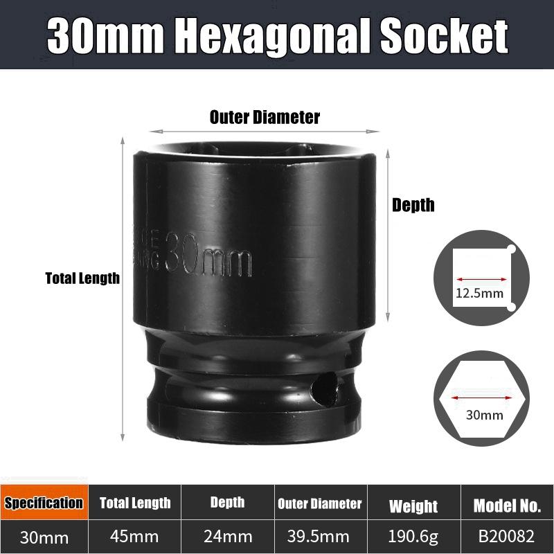 Набор глубоких ударных головок 1/2" Привод Метрический ключ Черная головка Глубокая ударная головка Пневматическая головка Инструменты для снятия шин