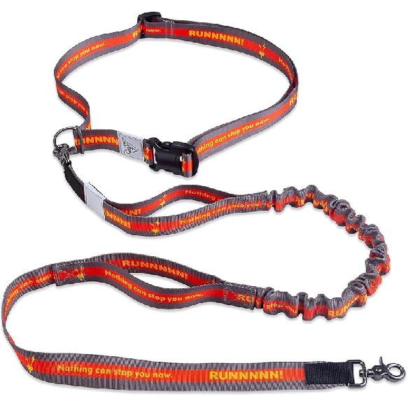 Hands Free Dog Leash with Waist Belt Lifetime Replacement, Dual Handle Bungee Leash for Running, Jogging, Hiking and Walking, for Medium and Large