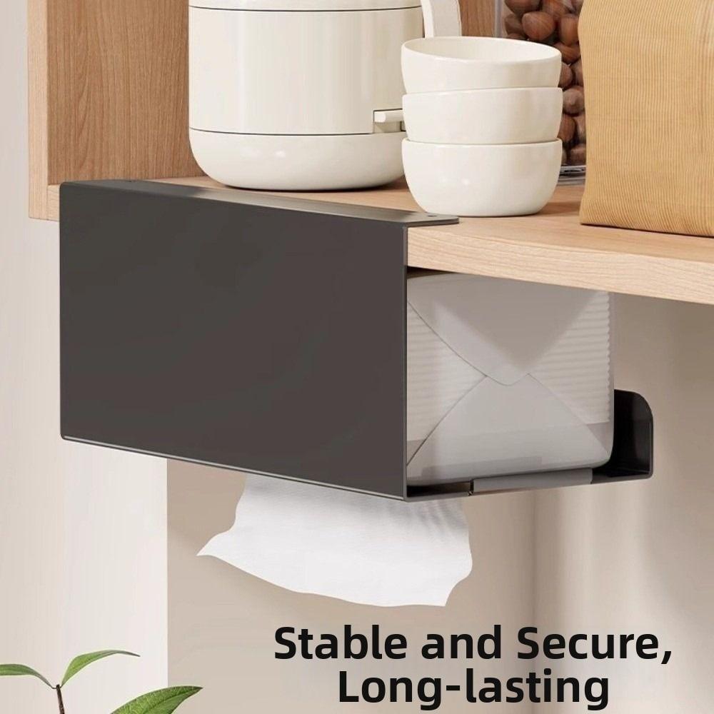 Punch-Free Wall-Mounted Tissue Rack Moisture-proof Napkin Storage Holder Under Cabinet