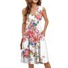 Women's Casual Fashion Sexy V-neck Button Decoration Sleeveless Waist Gradient Print Dress