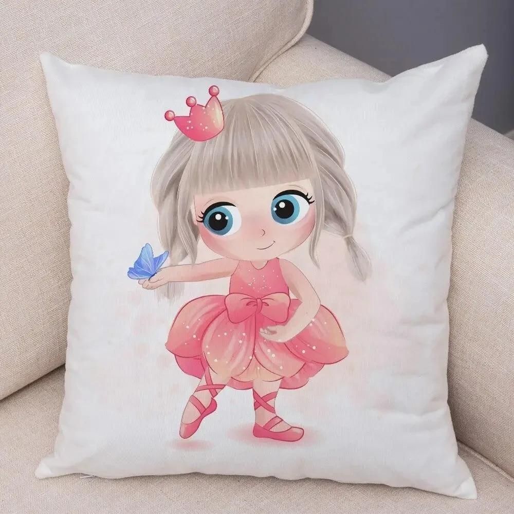 Cute Girl and Cat Pillowcase Car Ornaments Office Living Room Sofa Home Pillowcase