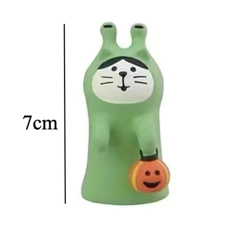 Cute Cat Halloween Concert Miniatures Funny Ghost Figurines Kawaii Shiba Vampire Magic Pumpkin Miniatures DIY Home Decoration