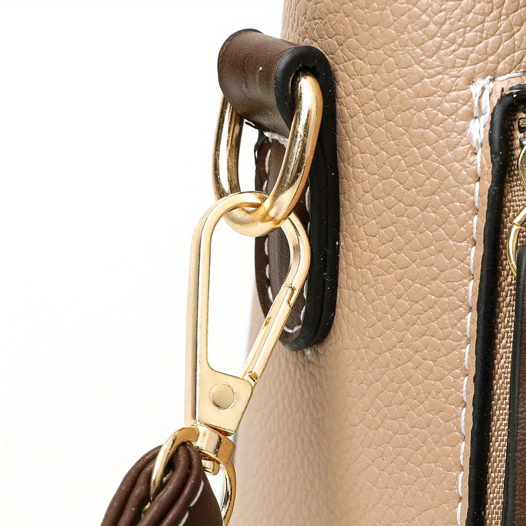 Retro Flap Handbag For Women, Color Contrast Crossbody Bag, Fashion Multi Layer Purse With Top Handle