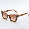 Vintage Large Size Cat Eye Shaped Fashionable Sunglasses For Women Square Shades Eyewear New Double Bridge Gradient Uv400 Sun
