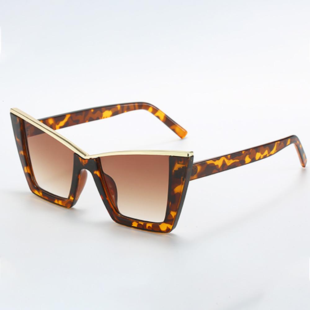 Vintage Large Size Cat Eye Shaped Fashionable Sunglasses For Women Square Shades Eyewear New Double Bridge Gradient Uv400 Sun