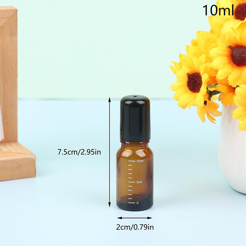 1 шт. Янтарный шариковый флакон для эфирных масел, пустой флакон для духов, многоразовый контейнер для жидкости, 5/10/15/30/50/100 мл