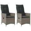 VidaXL Garden Reclining Chairs Set of 2 and Cushions Grey Rattan, Reclining Garden Armchair 365647