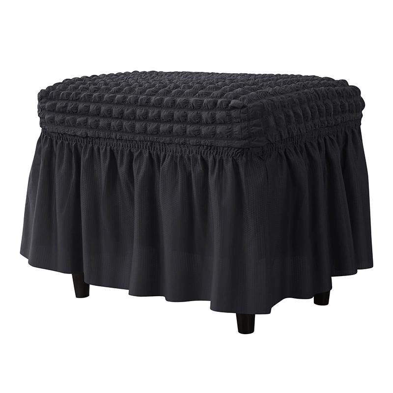 Чехол для юбки-подставки для ног из жатого хлопка, прочный эластичный чехол для пуфа, однотонный нескользящий чехол из спандекса для гостиной