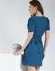 MONTE CARLO Women's Blue Round Neck Half Sleeve Dress
