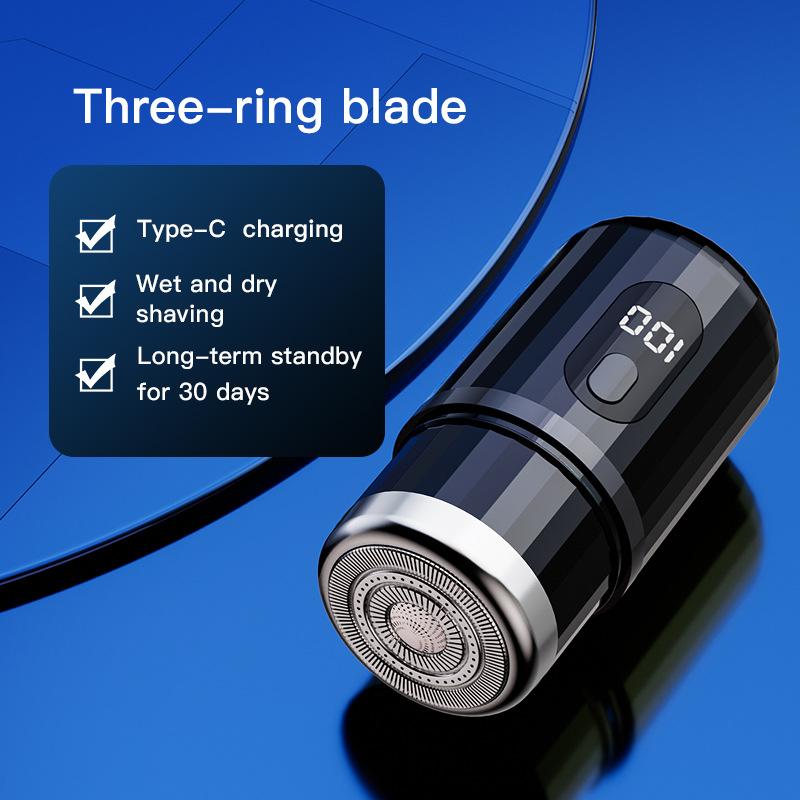 Mini Portable Electric Razor Rechargeable Digital Display Mens Shaver for Travel Outdoor Vehicle
